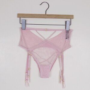 nwt luxe garter panty set strappy caged open back